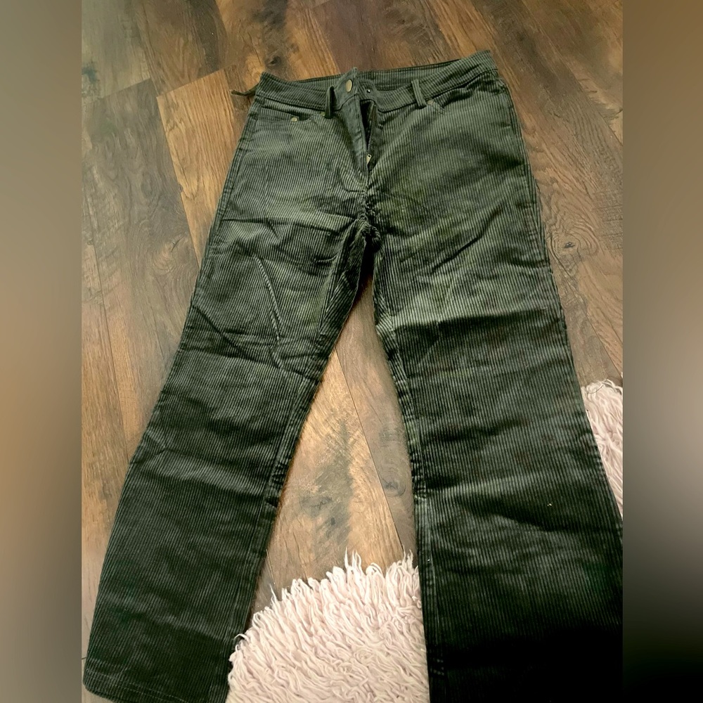 green corduroy pants